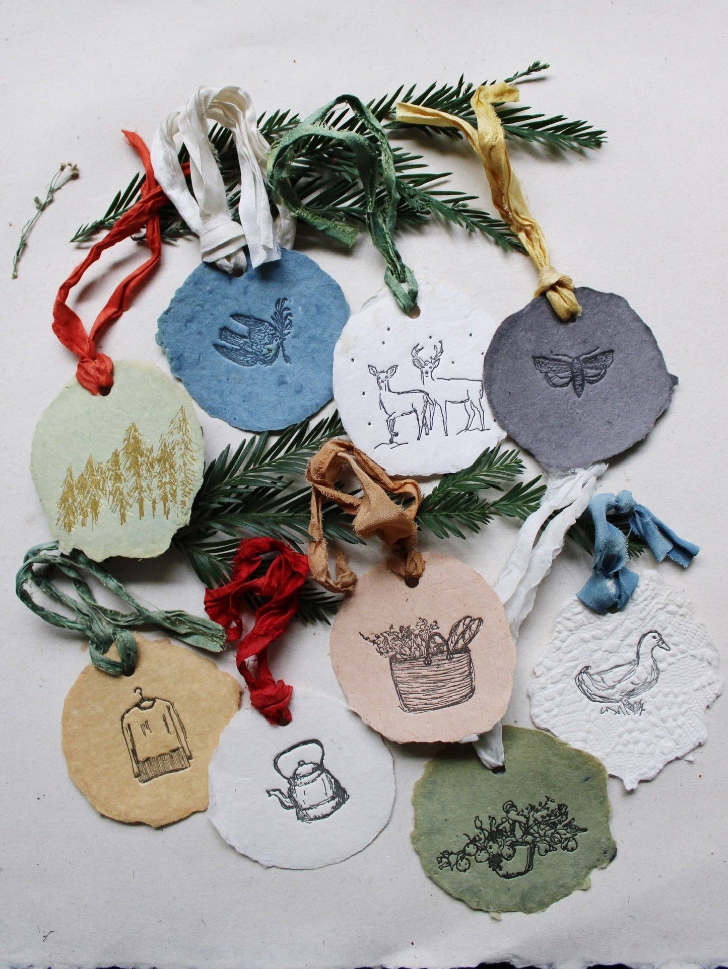 Handmade Letter-pressed Paper Ornaments