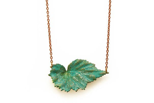 Begonia Leaf Necklace Verdigris Patina