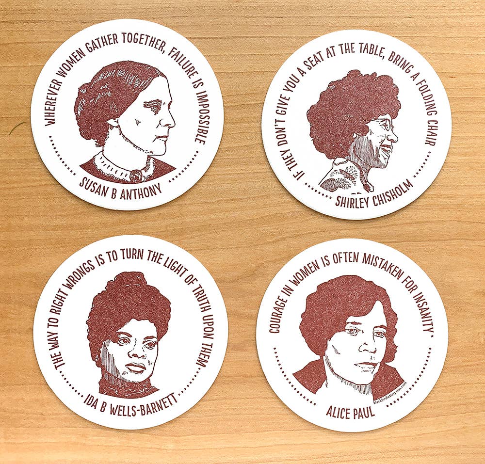 Inspiring Women Coasters set-dark red