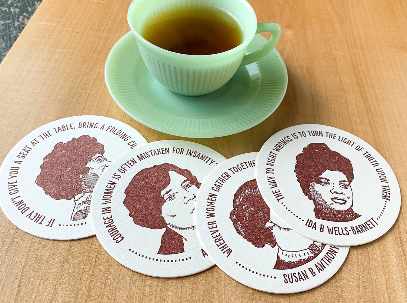 Inspiring Women Coasters set-dark red