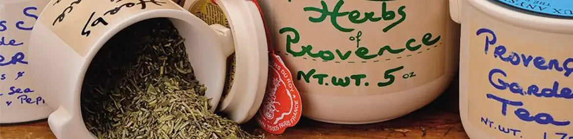 Herbs de Provence in a handmade crock | Anysetiers du Roy