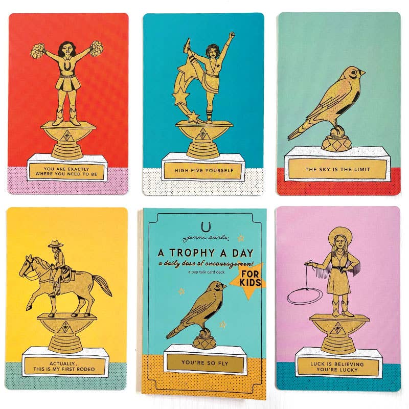 A Trophy a Day Pep Talk Card Deck FOR KIDS