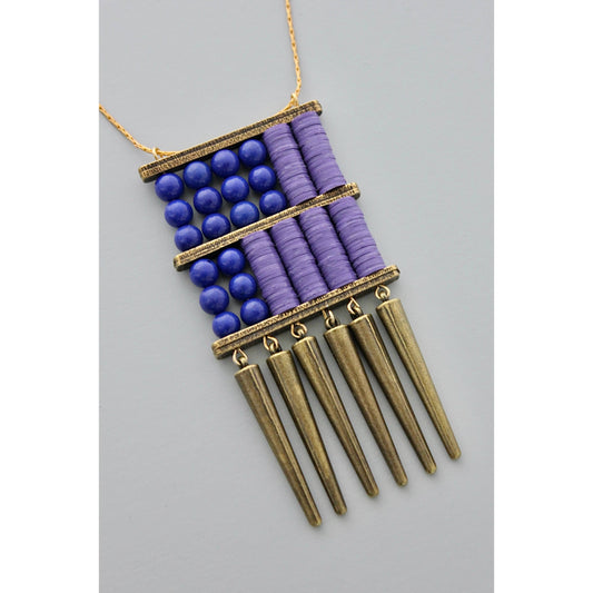 GND428 navy and purple spike pendant chain necklace