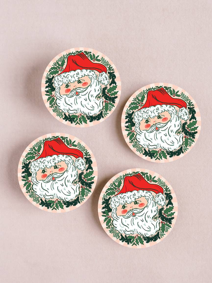 Jolly Santa Coasters - Set of 4