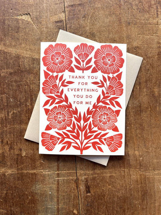 "Thank You for Everything You Do For Me," Greeting Card