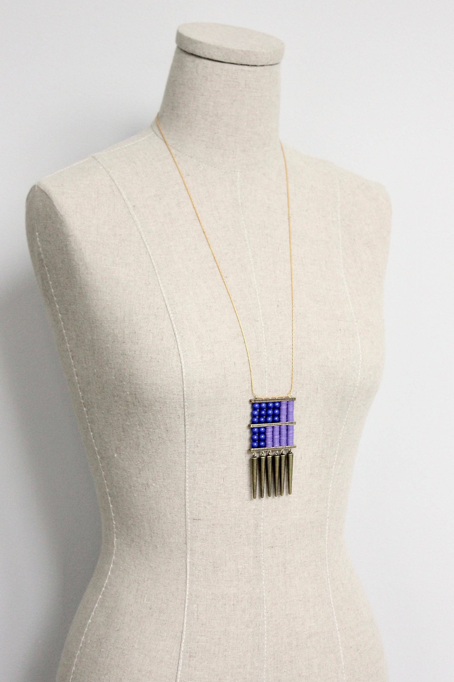 GND428 navy and purple spike pendant chain necklace