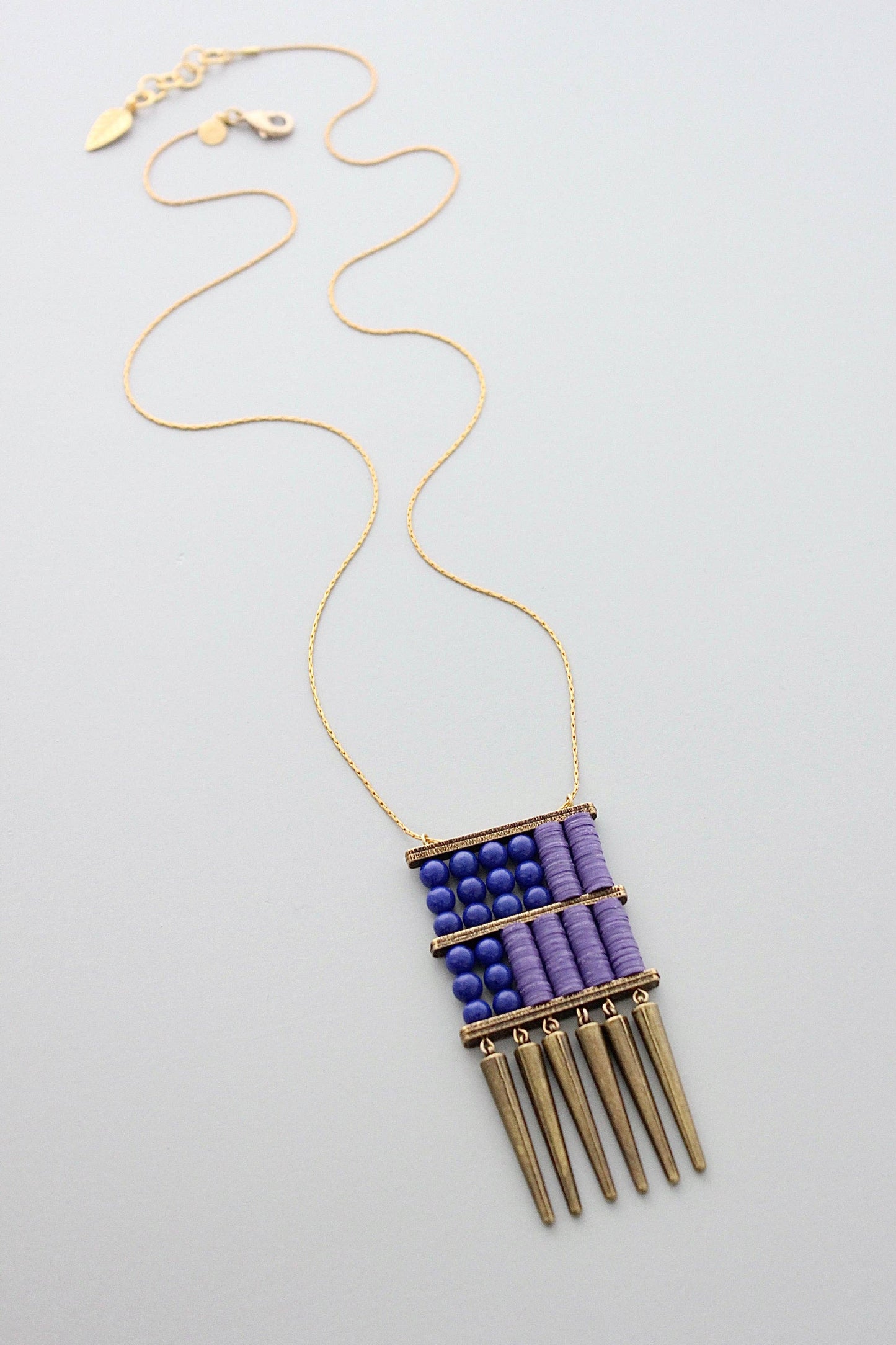 GND428 navy and purple spike pendant chain necklace