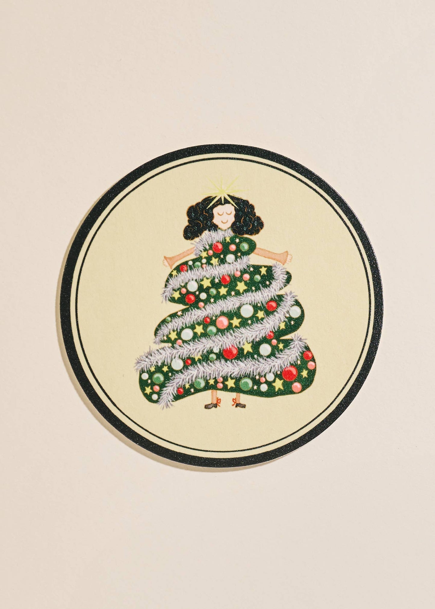 Festive Christmas Lady Coasters - Set of 4