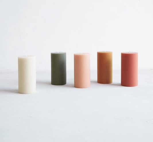 Fancy Ribbed Pillar Candle