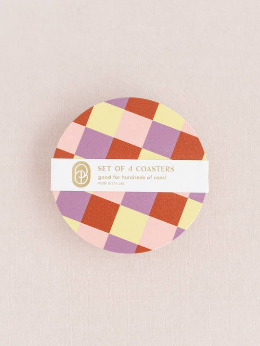 Sorbet Checkered Coasters | Set of Four