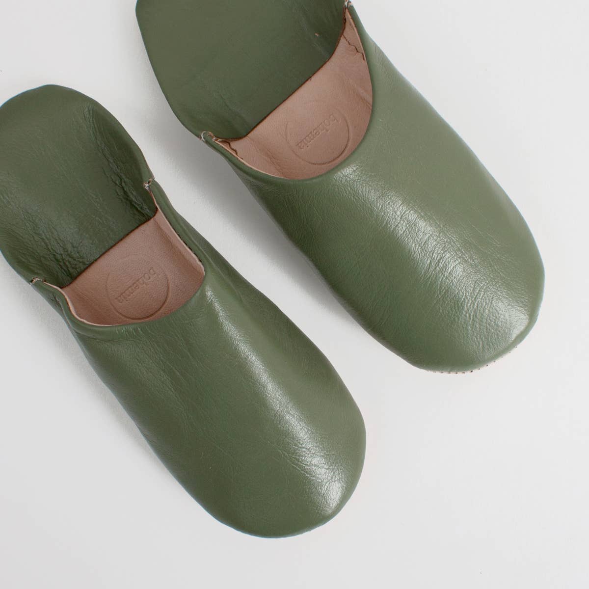 Moroccan Babouche Basic Slippers, Olive