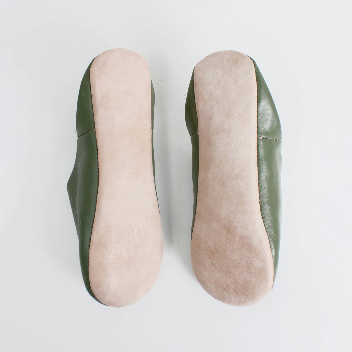 Moroccan Babouche Basic Slippers, Olive