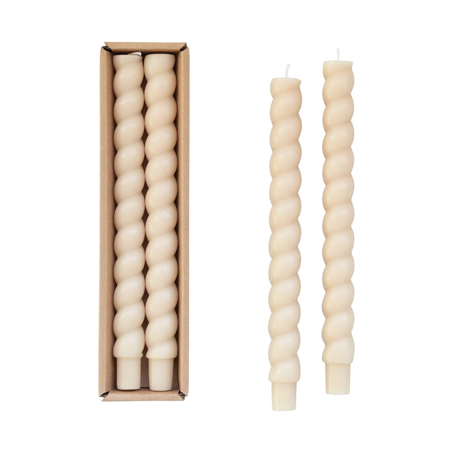 Unscented Twisted Taper Candles in Box, Set of 2