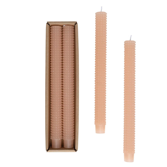 Unscented Hobnail Taper Candles in Box, Set of 2