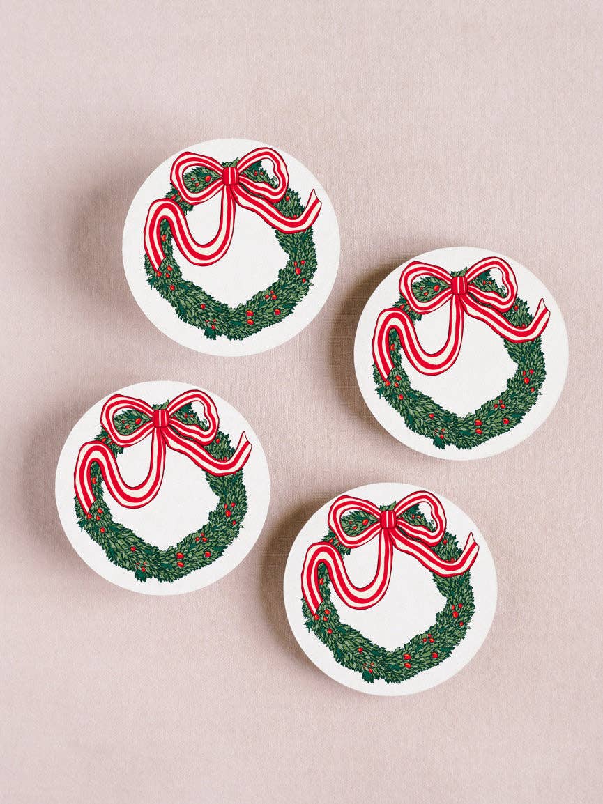 Holiday Wreath Coasters - Set of 4