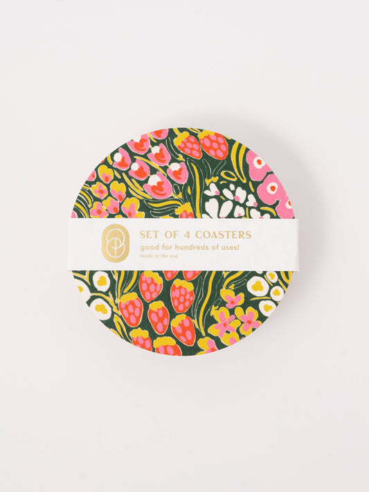 Strawberry Flower Coaster - Set of Four