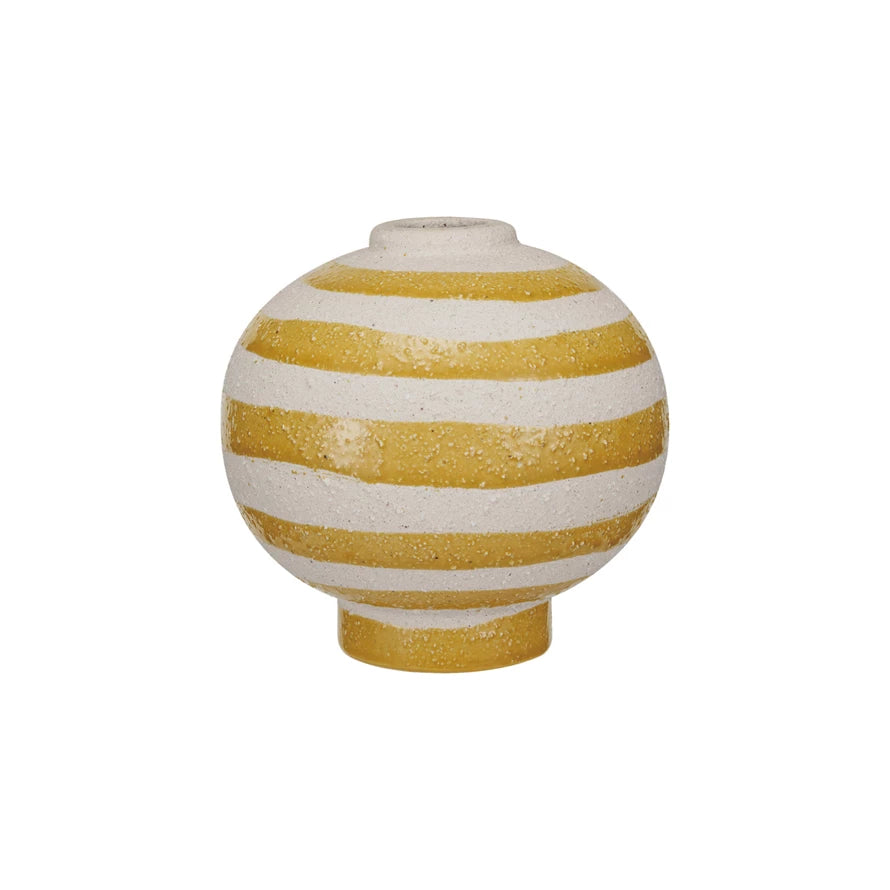 Coarse Stoneware Vase w/ Stripes (Each One Will Vary)