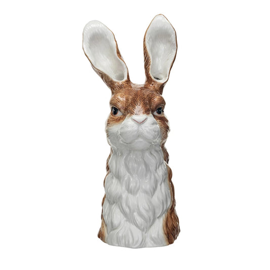 Hand-Painted Stoneware Rabbit Vase