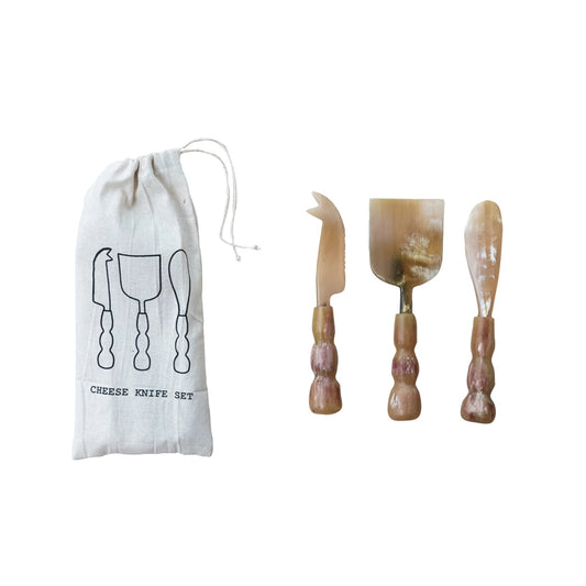 Natural Horn Cheese Servers, Set of 3 in Bag (Each One Will Vary)