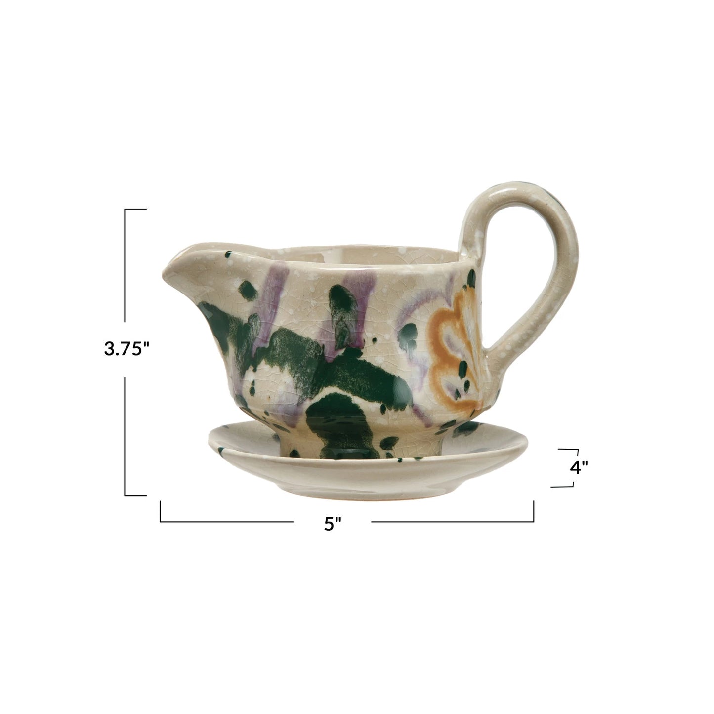 6 oz. Hand-Painted Creamer w/ Saucer,