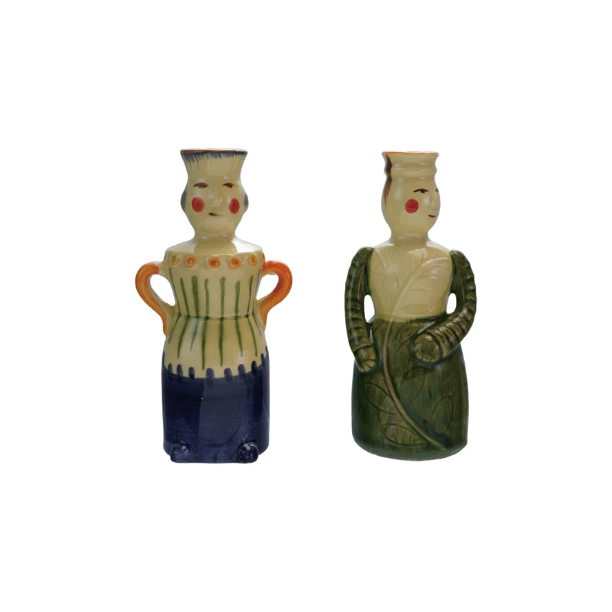 Stoneware Woman Shaped Taper Holder, 2 Styles