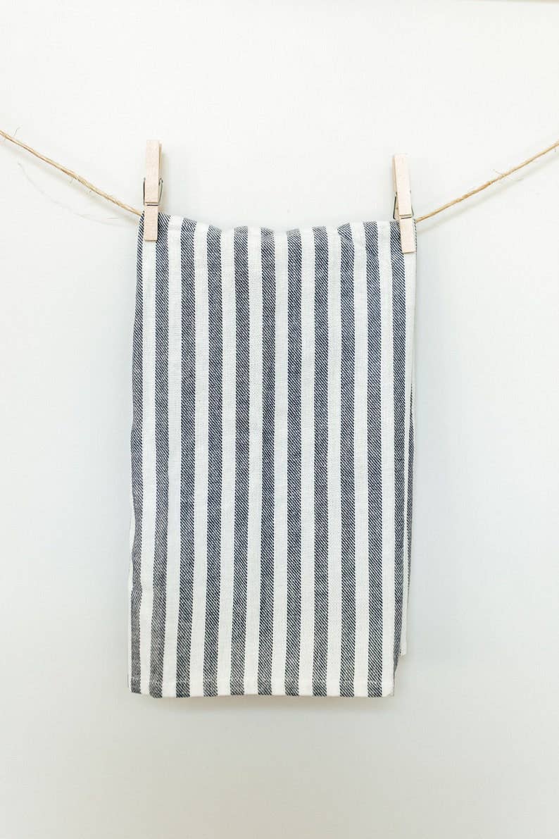 Blue French Striped Dish Towel